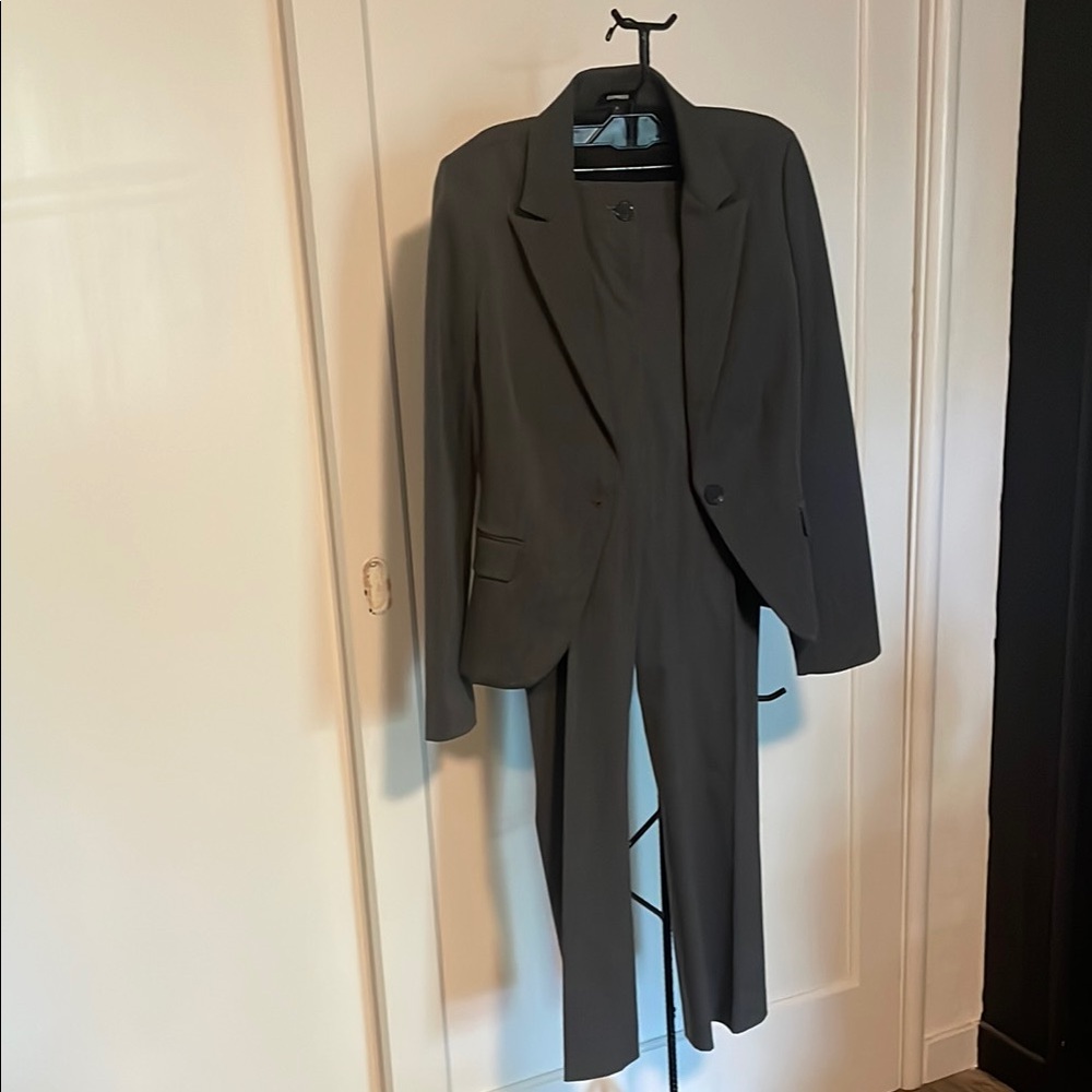 Express Gray Blazer Classic Tailored Suit Jacket